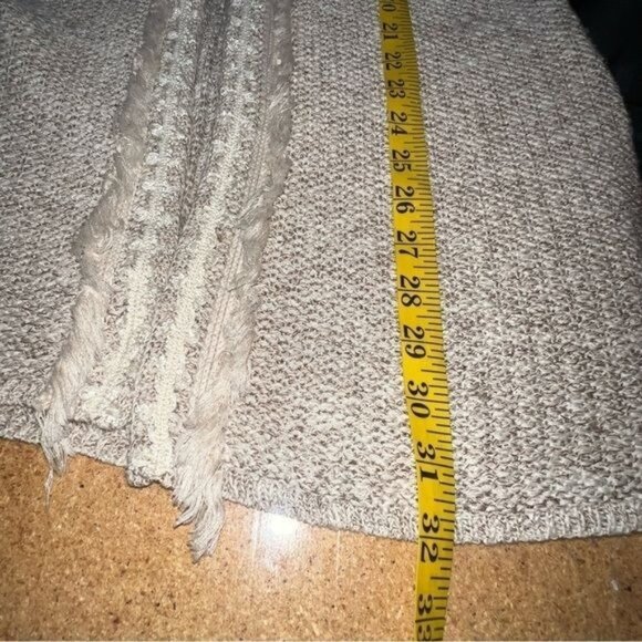 Nic & Zoe Open Knit Beige Cardigan With Fringe Trim 3/4 Sleeves Women's Size S - Picture 9 of 11